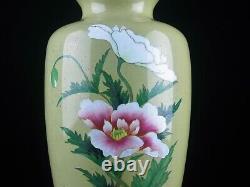 CLOISONNE FLOWER LEAF Pattern Vase 7.2 inch Japanese Antique MEIJI Era Old Art