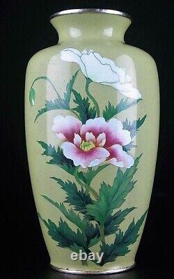 CLOISONNE FLOWER Pattern Vase 7.2 inch Japanese Antique MEIJI Era Old Fine Art