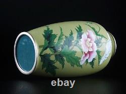 CLOISONNE FLOWER Pattern Vase 7.2 inch Japanese Antique MEIJI Era Old Fine Art
