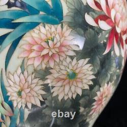 CLOISONNE Large Vase Flower Pattern 12.2 inch Figurine Japanese