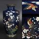 Cloisonne Sparrow Bird Pattern Vase 7.2 Inch Meiji Era Old Japanese Antique Art