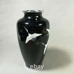CLOISONNE Vase Crane Pattern 6.1 inch Japanese Figurine