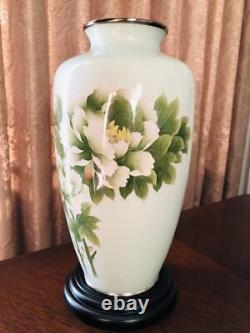 CLOISONNE Vase Flower Pattern 10.8 inch Japanese Figurine