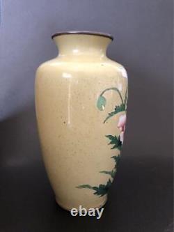 CLOISONNE Vase PEONY FLOWER Pattern 7.2 inch Japanese Antique MEIJI Era