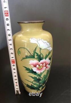 CLOISONNE Vase PEONY FLOWER Pattern 7.2 inch Japanese Antique MEIJI Era