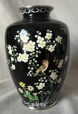 Celadon Green Cloisonne Vase Japanese with Dogwood 5 Nice