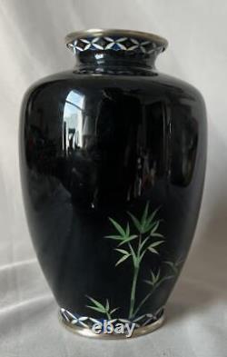 Celadon Green Cloisonne Vase Japanese with Dogwood 5 Nice