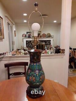Chinese Or Japanese Cloisonne Footed Bud Vase Lamp 31 T