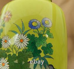 Cloisonne Enamel Vase with Ducks Flowers Hayashi Kaname Japan Japanese Duck Bird