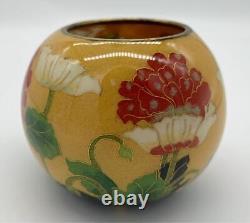 Cloisonne Glass small vase Pot flower pattern 3.1 inch tall Japanese vintage