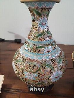 Cloisonne Japanese vase Pair And Bowl 3 Peice