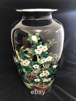 Cloisonne Large Vase Peacock Pattern H 13.3 inch Japanese Traditional Figurine