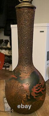 Cloisonne Tree Bark Vase Dragon Lamp