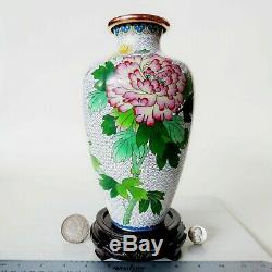 Cloisonne Vase 9.25 chrysanthemums butterfly mid century Chinese or Japanese