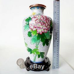 Cloisonne Vase 9.25 chrysanthemums butterfly mid century Chinese or Japanese
