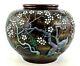 Cloisonne Vase Bronze Cherry Blossom And Kanji Old Japanese Antique Meiji Japan