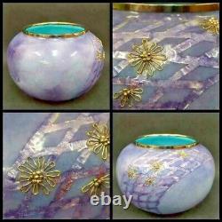 Cloisonne Vase Bronze Flower Unique Purple Old Japanese Antique Old Japan Art