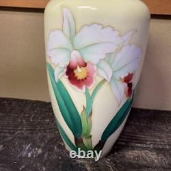 Cloisonne Vase Cattleya flower pattern 8.6 inch tall Pot Japanese