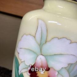 Cloisonne Vase Cattleya flower pattern 8.6 inch tall Pot Japanese