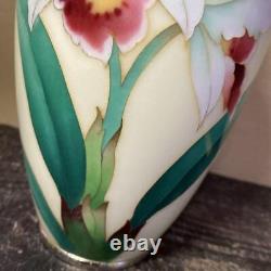 Cloisonne Vase Cattleya flower pattern 8.6 inch tall Pot Japanese