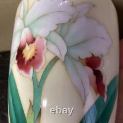 Cloisonne Vase Cattleya flower pattern 8.6 inch tall Pot Japanese