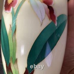 Cloisonne Vase Cattleya flower pattern 8.6 inch tall Pot Japanese