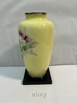 Cloisonne Vase Flower pattern 8 inch tall Japanese Pot