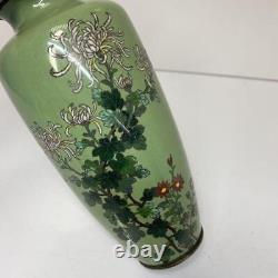 Cloisonne Vase Flower pattern 9.6 inch tall Japanese Antique Pot