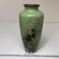 Cloisonne Vase Flower pattern 9.6 inch tall Japanese Antique Pot