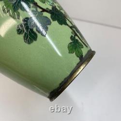 Cloisonne Vase Flower pattern 9.6 inch tall Japanese Antique Pot