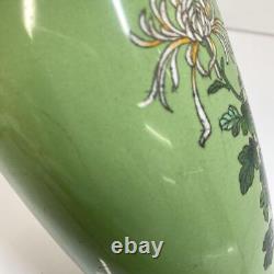 Cloisonne Vase Flower pattern 9.6 inch tall Japanese Antique Pot