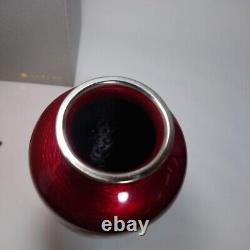 Cloisonne Vase Iris Flower pattern 8.2 inch tall Japanese Red Pot