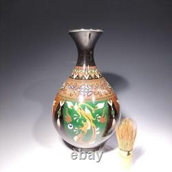 Cloisonne Vase Oriental Pattern 9.8 inch tall Japanese Antique Pot