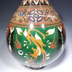 Cloisonne Vase Oriental Pattern 9.8 inch tall Japanese Antique Pot