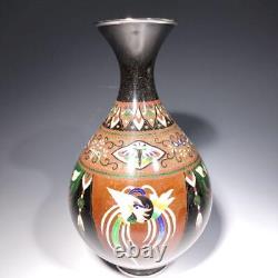 Cloisonne Vase Oriental Pattern 9.8 inch tall Japanese Antique Pot