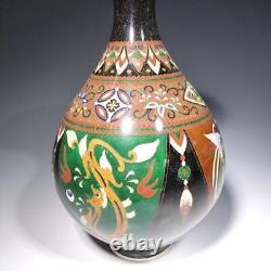 Cloisonne Vase Oriental Pattern 9.8 inch tall Japanese Antique Pot