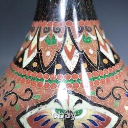 Cloisonne Vase Oriental Pattern 9.8 inch tall Japanese Antique Pot