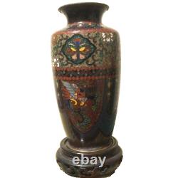 Cloisonne Vase Pot 4.7 inch tall Oriental pattern Phoenix Japanese Antique