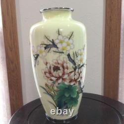 Cloisonne Vase flower pattern 9.8 inch tall Pot Japanese