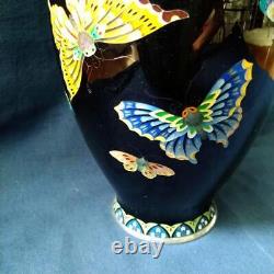 Cloisonne vase butterfly pattern 7.3 inch Japanese art figurine