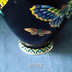 Cloisonne vase butterfly pattern 7.3 inch Japanese art figurine