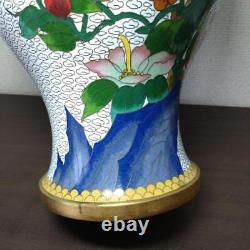 Cloisonne ware vase flowers and birds design height approx. 39 cm