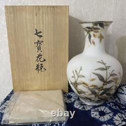 Cloisonne ware vase with TAMURA engraving, H10.2inch, Japanese antique