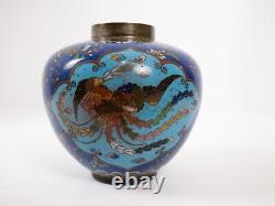 Dragon Phoenix Japanese Cloisonne Vase Antique Meiji Vase Enamel Vase Oriental