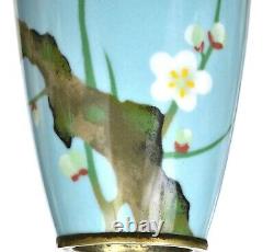 Early 20C Japanese Wireless Cloisonne Enamel Shippo Vase Plum Blossom