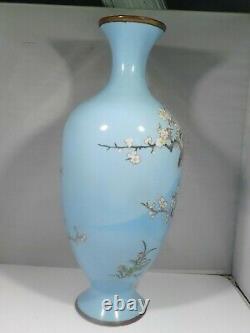 Early 20th Century Japanese Cloisonne Vase With Birds And Apple Blossoms
