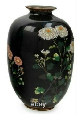 Early 20th Century Japanese Cloisonne Vase With Chrysanthemums