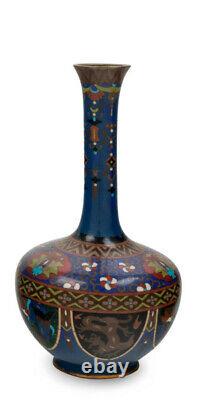 Early 20th Century Japanese Goldstone Cloisonne Vase With Geometric Shapes