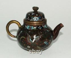 Early Japanese Cloisonne Enamel Teapot with Goldstone Pictured In Book (PIB)