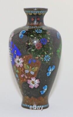 Early Japanese Cloisonne Enamel Vase with Ginbari Panels and Twisted Wires PIB
